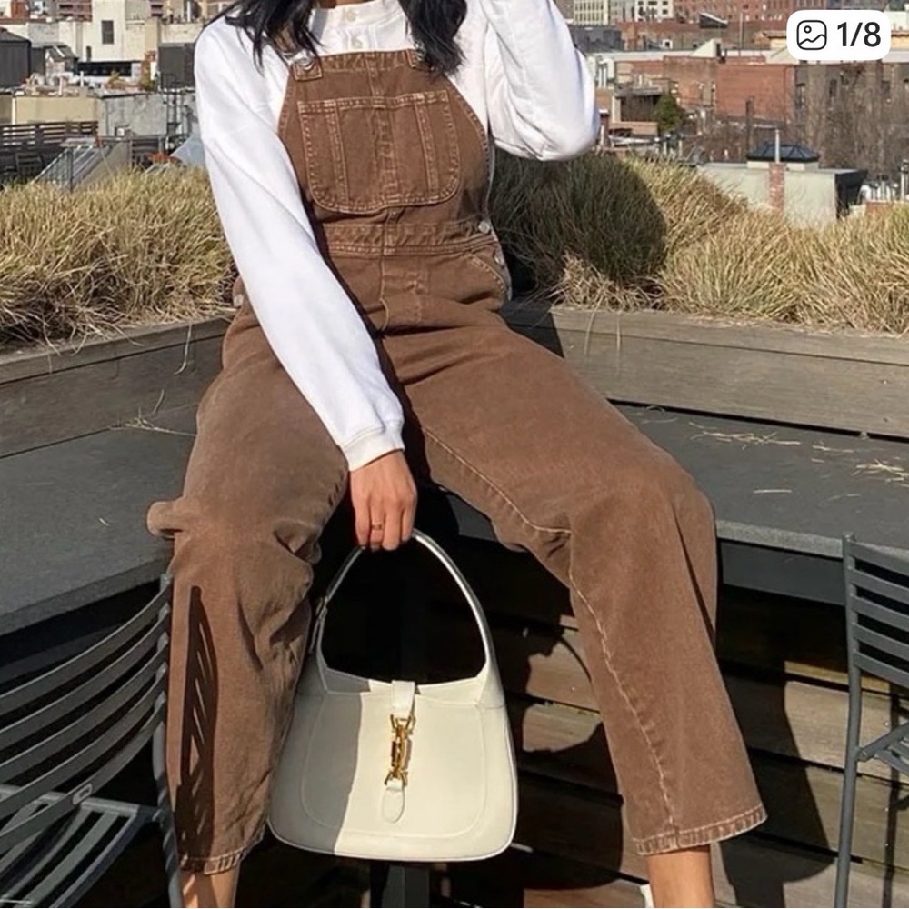 MWT Lisa Says Gah Brown Denim Overalls S
